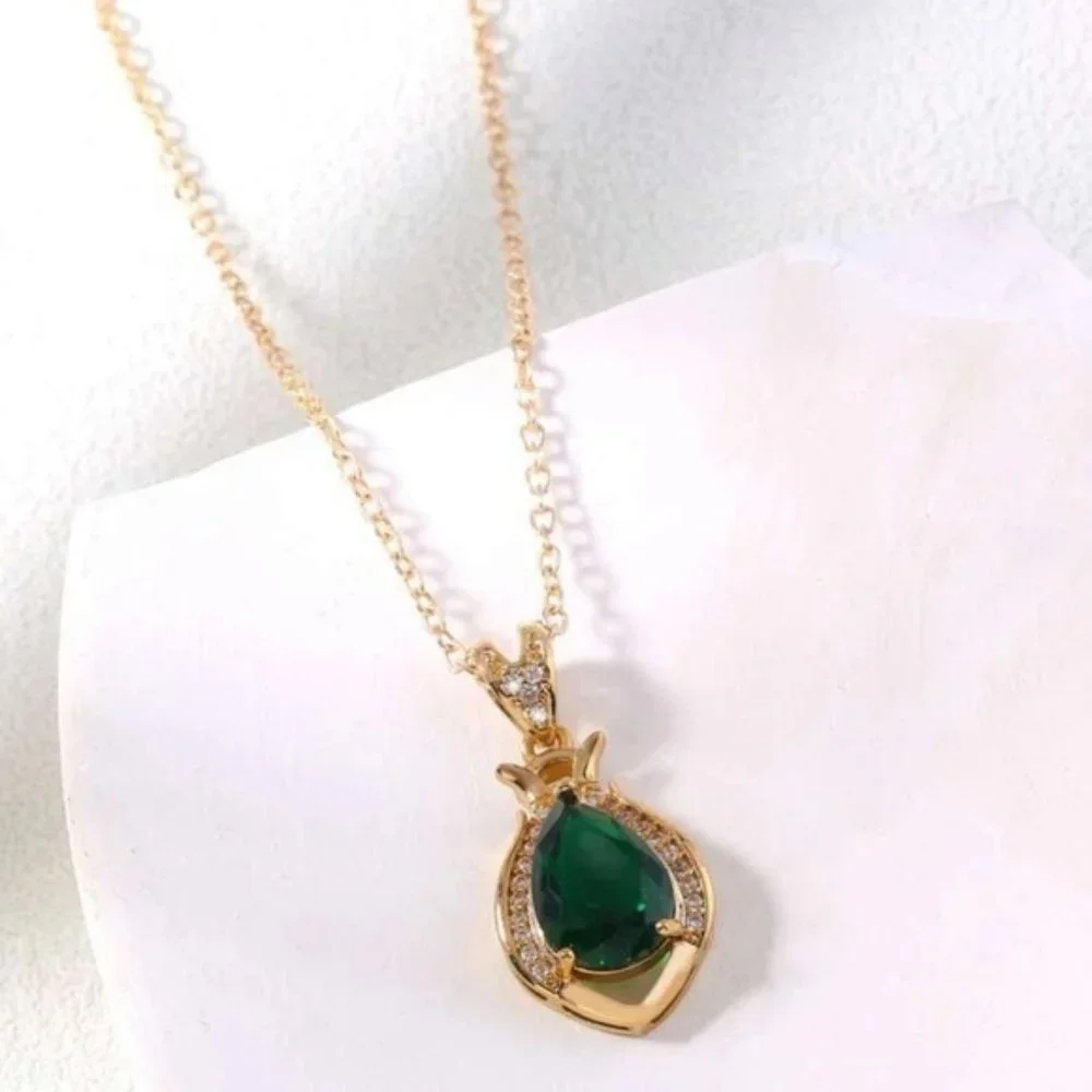Aqua Sparkle Cubic Zirconia Water Drop Necklace